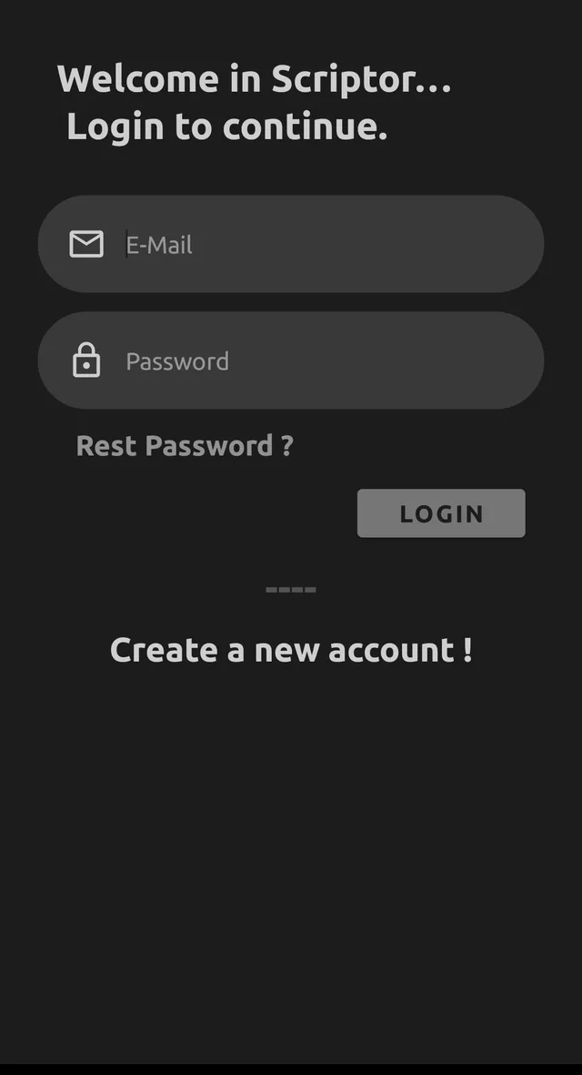 Login screen