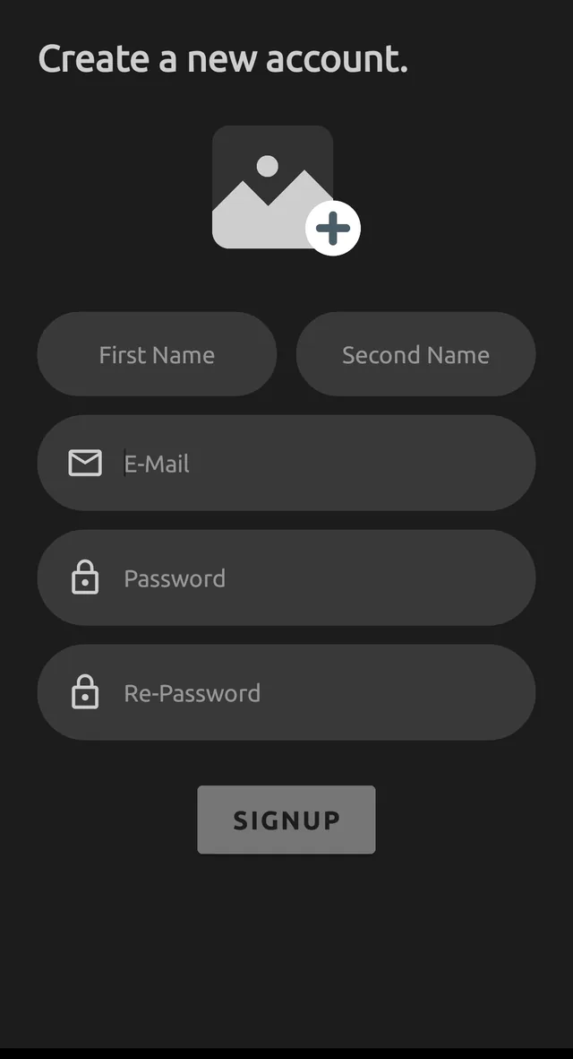 Signup screen